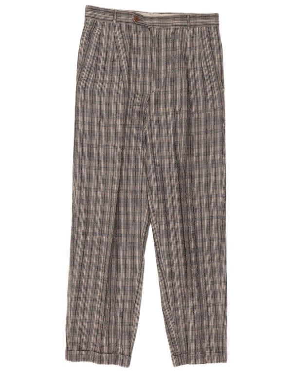 Vintage Womens High Waist Suit Trousers IT 46 Large W30 L30 Grey Check