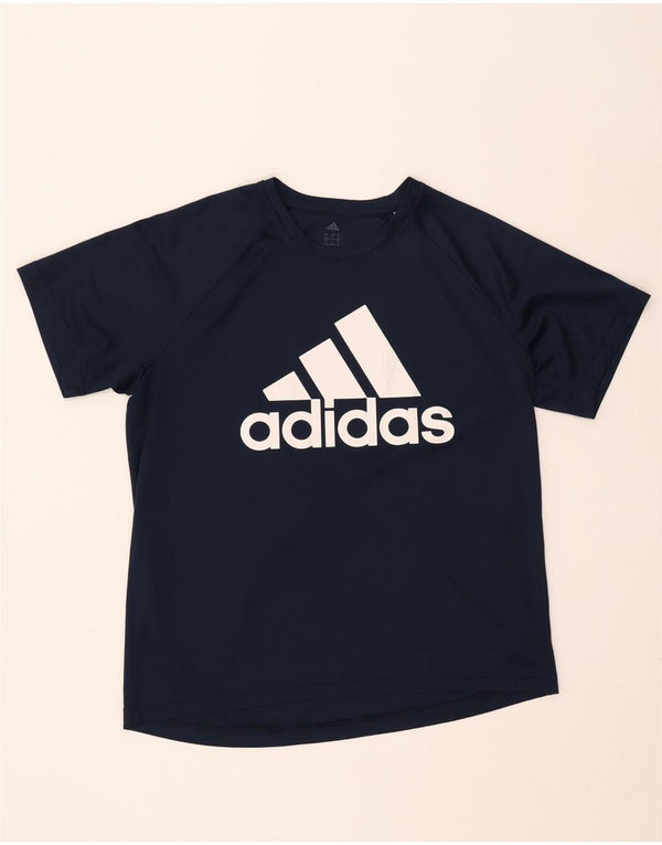 Adidas Mens Climalite Graphic T-Shirt Top Large Navy Blue Polyester