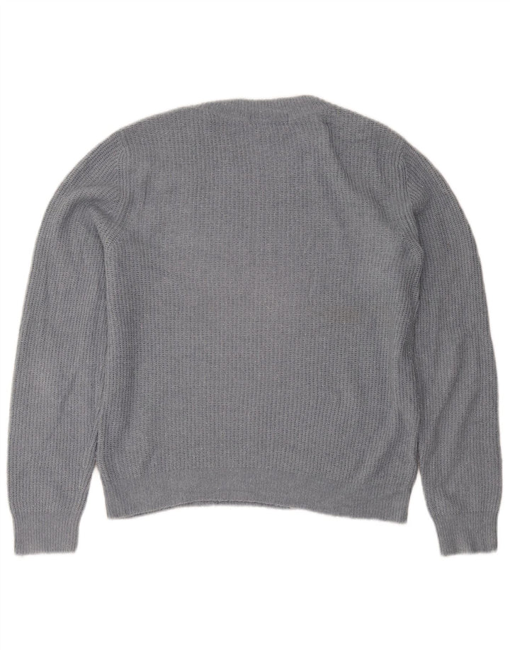 Marks & Spencer Womens Crew Neck Jumper Sweater UK 12 Medium Grey Acrylic