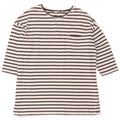 Fat Face Womens Oversized Top 3/4 Sleeve UK 16 Large White Striped Cotton