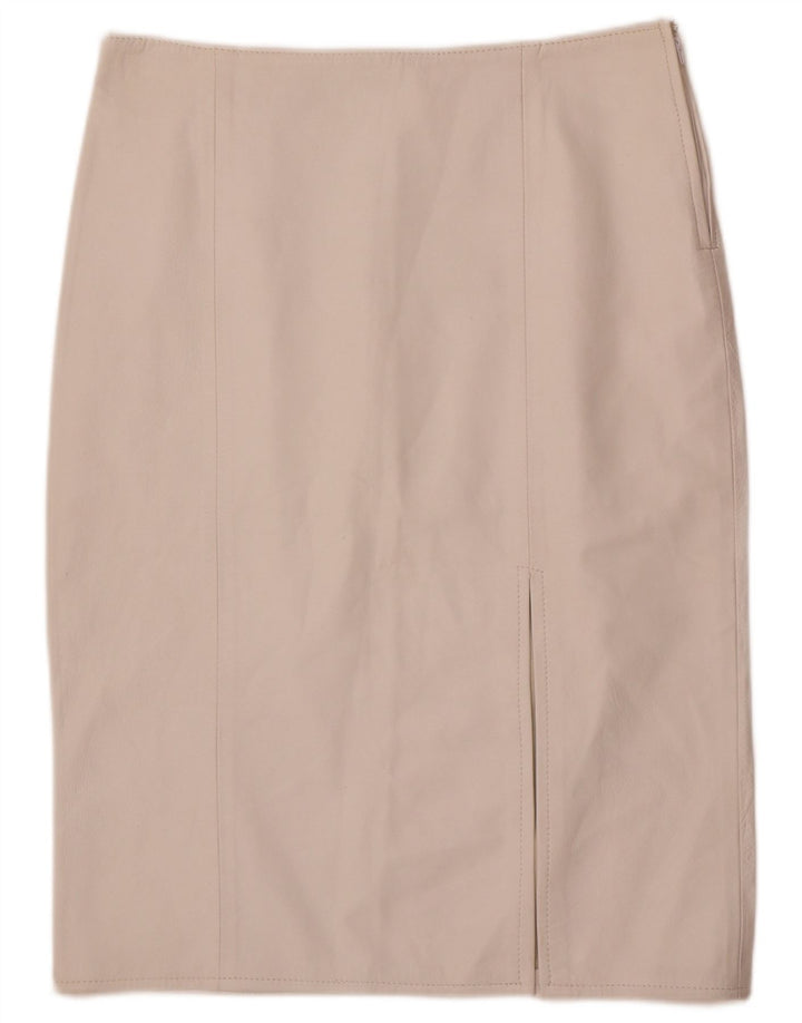 Vintage Womens Leather Skirt IT 48 XL W32  White