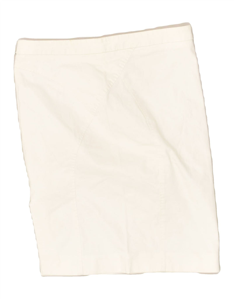 RICHMOND Womens Straight Skirt IT 42 Medium W28 White Cotton | Vintage Richmond | Thrift | Second-Hand Richmond | Used Clothing | Messina Hembry 