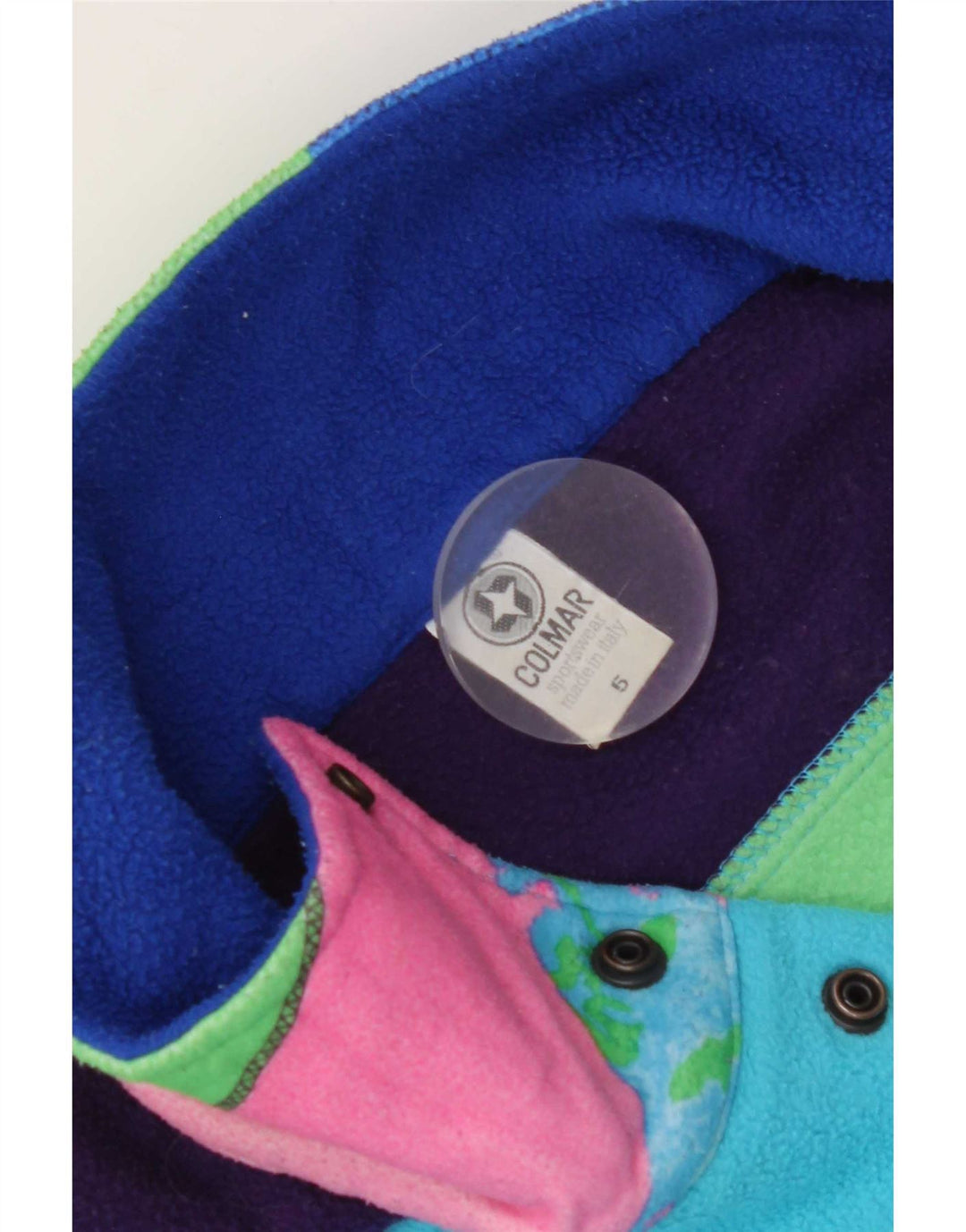 Colmar Mens Button Neck Fleece Jumper XL Blue Colourblock