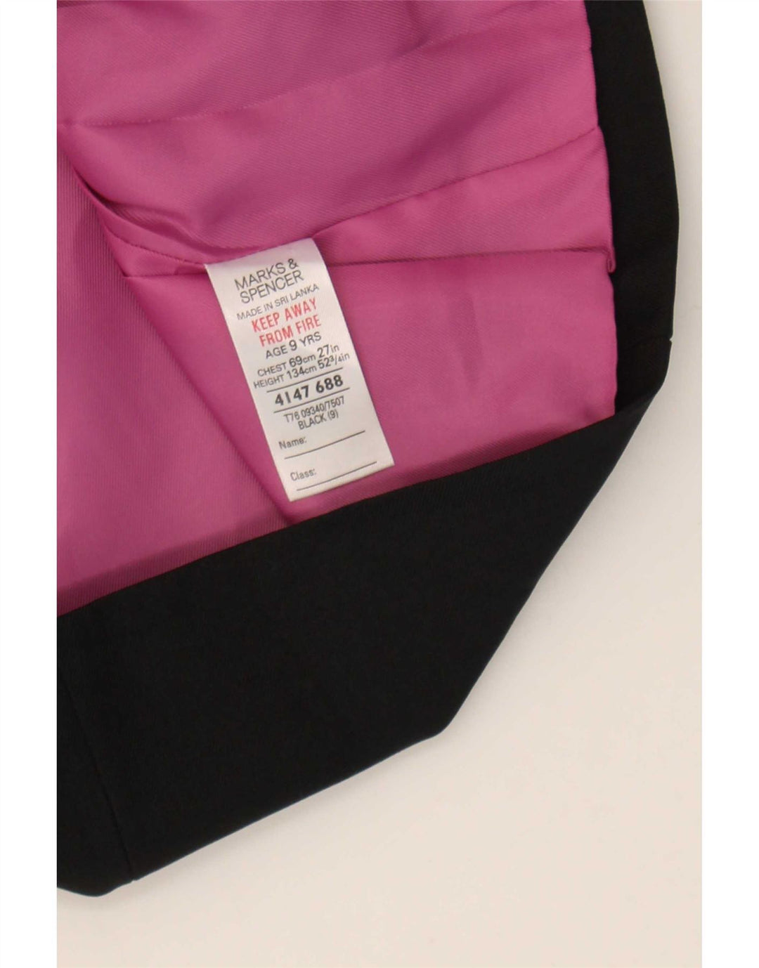 Marks & Spencer Girls 2 Button Blazer Jacket 8-9 Years Black Polyester