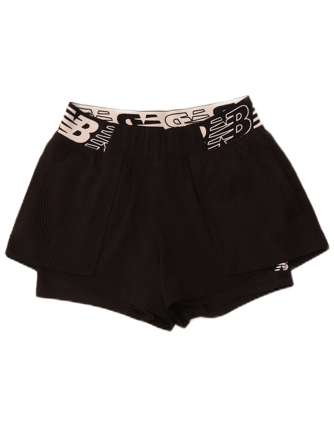 NEW BALANCE Womens Graphic Sport Shorts UK 10 Small  Black