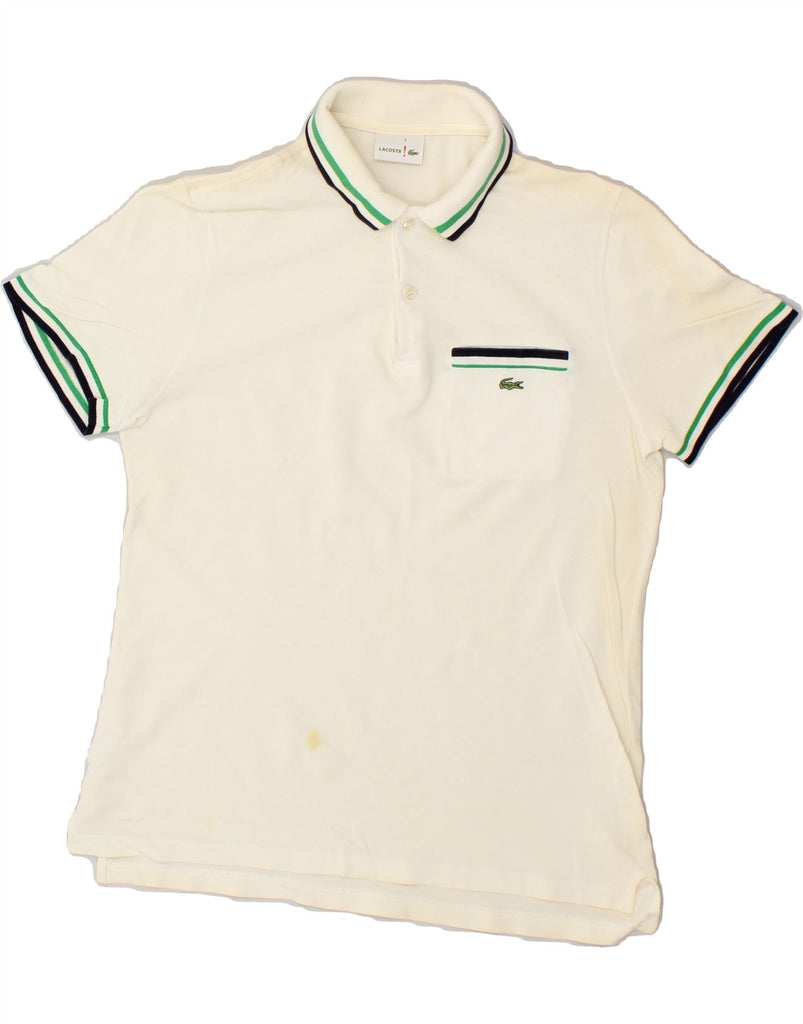LACOSTE Mens Polo Shirt Size 3 Small Off White Cotton | Vintage Lacoste | Thrift | Second-Hand Lacoste | Used Clothing | Messina Hembry 