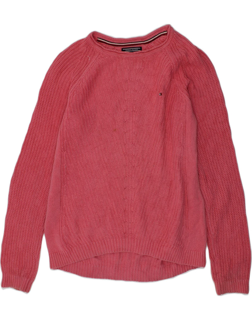 TOMMY HILFIGER Girls Crew Neck Jumper Sweater 13-14 Years Pink Cotton | Vintage Tommy Hilfiger | Thrift | Second-Hand Tommy Hilfiger | Used Clothing | Messina Hembry 