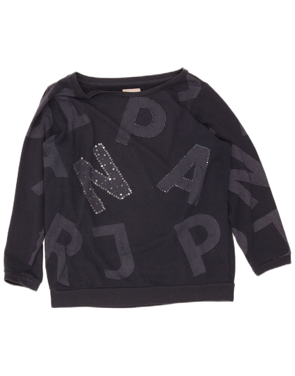 NAPAPIJRI Womens Graphic Sweatshirt Jumper UK 14 Large Navy Blue