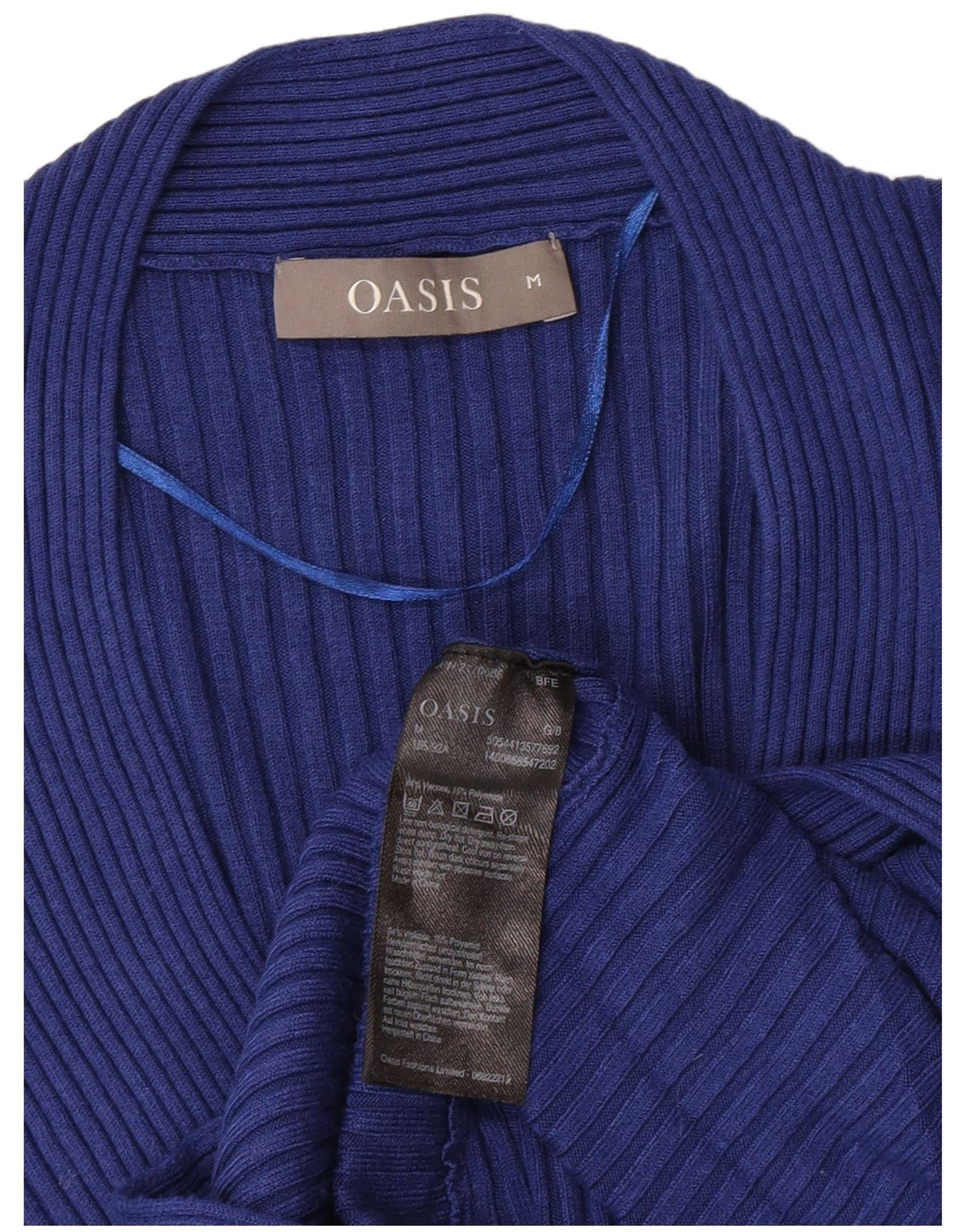 Oasis Womens V-Neck Jumper Sweater UK 12 Medium Blue Viscose