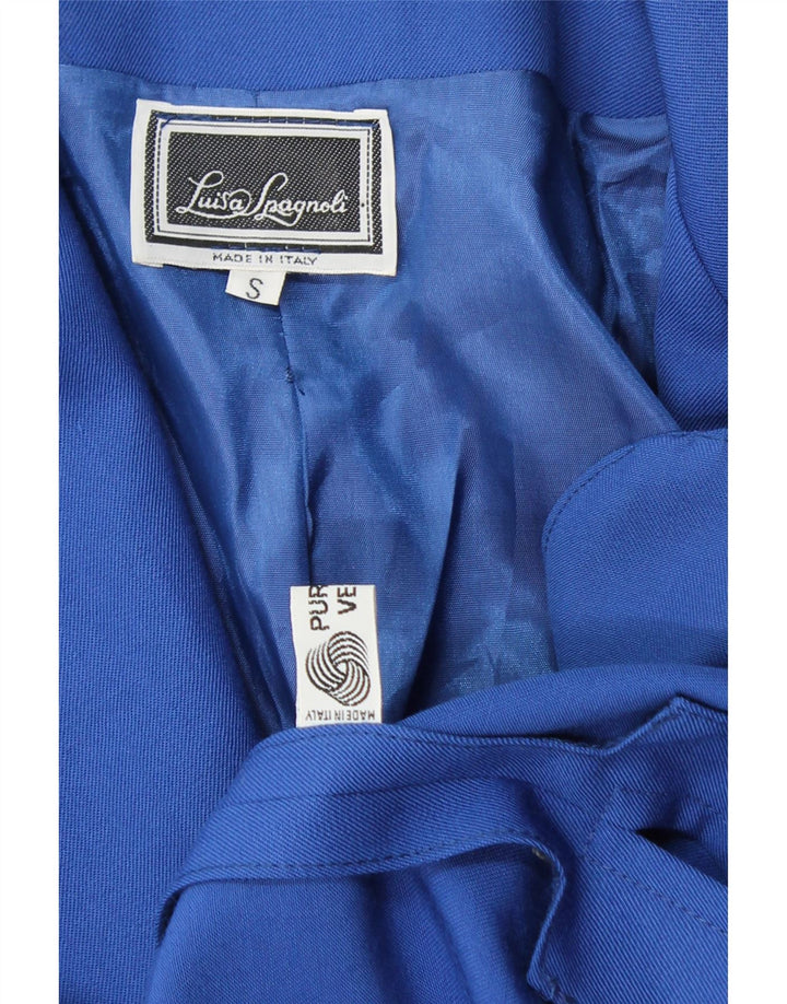 LUISA SPAGNOLI Womens Overcoat UK 10 Small Blue Virgin Wool Vintage Luisa Spagnoli and Second-Hand Luisa Spagnoli from Messina Hembry 