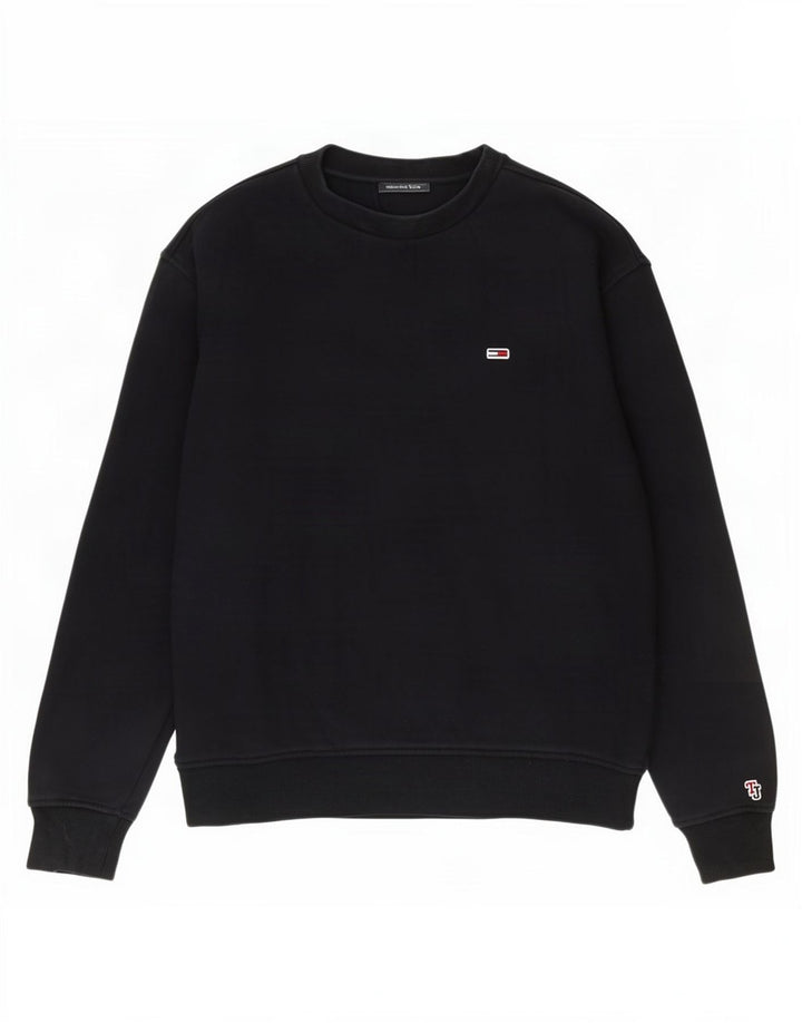 Tommy Hilfiger Womens Oversized Sweatshirt Jumper UK 10 Small Black Cotton