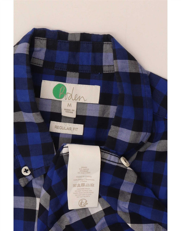 Boden Mens Regular Fit Flannel Shirt Medium Blue Check Cotton