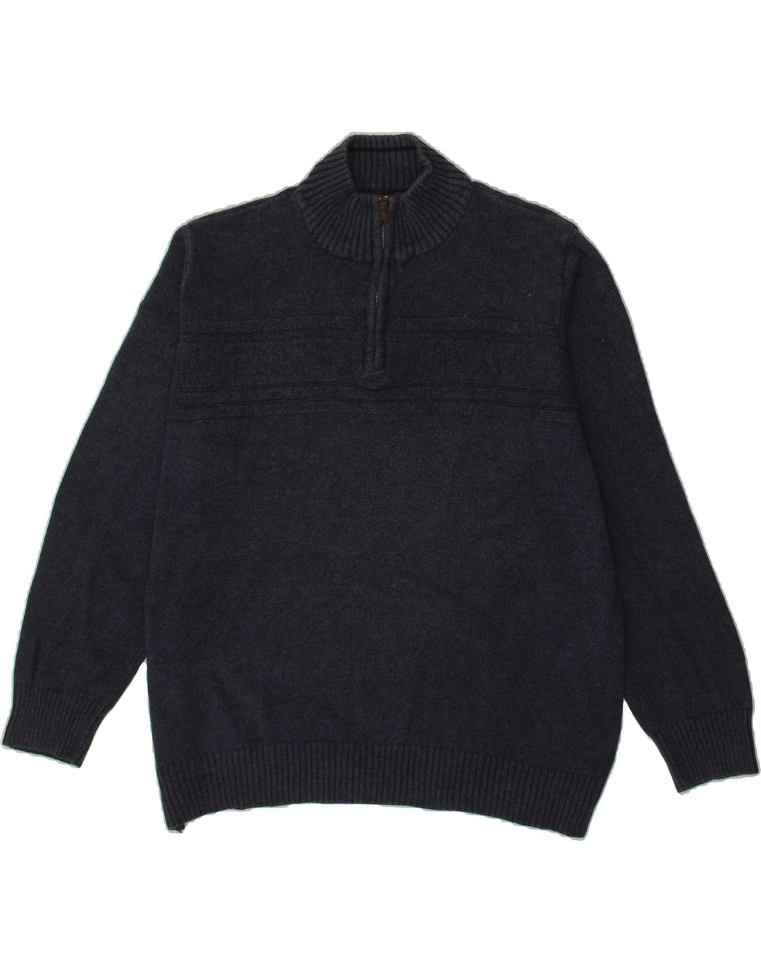 DOCKERS Mens Zip Neck Jumper Sweater XL Navy Blue Cotton Vintage Dockers and Second-Hand Dockers from Messina Hembry 
