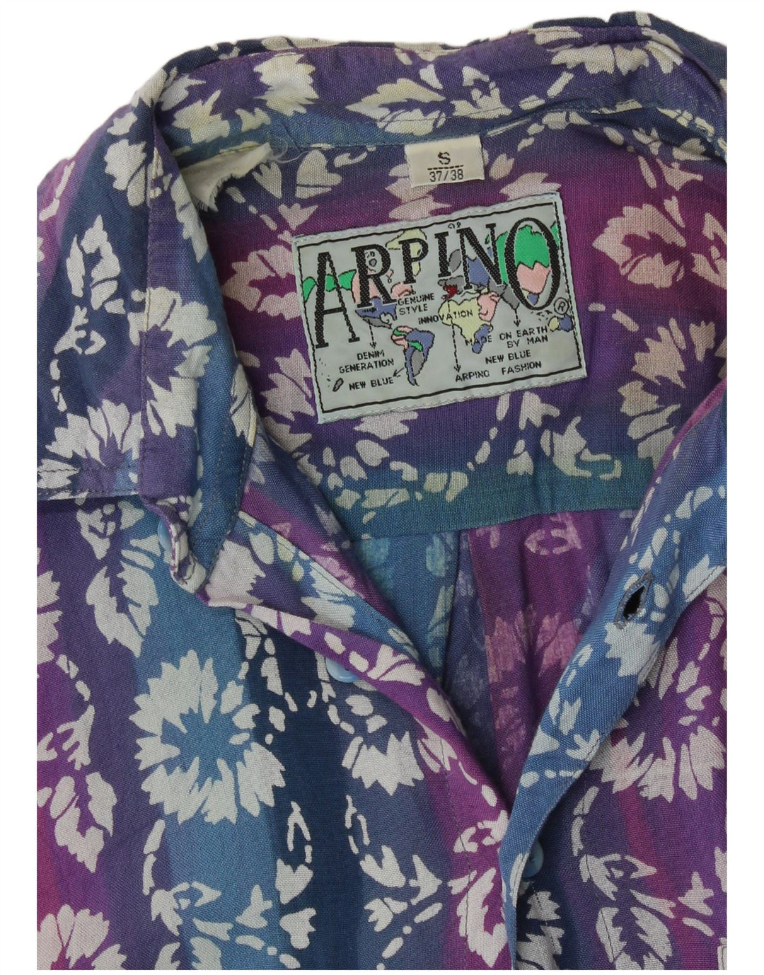 ARPINO Mens Short Sleeve Shirt Size 37/38 Small Multicoloured Floral