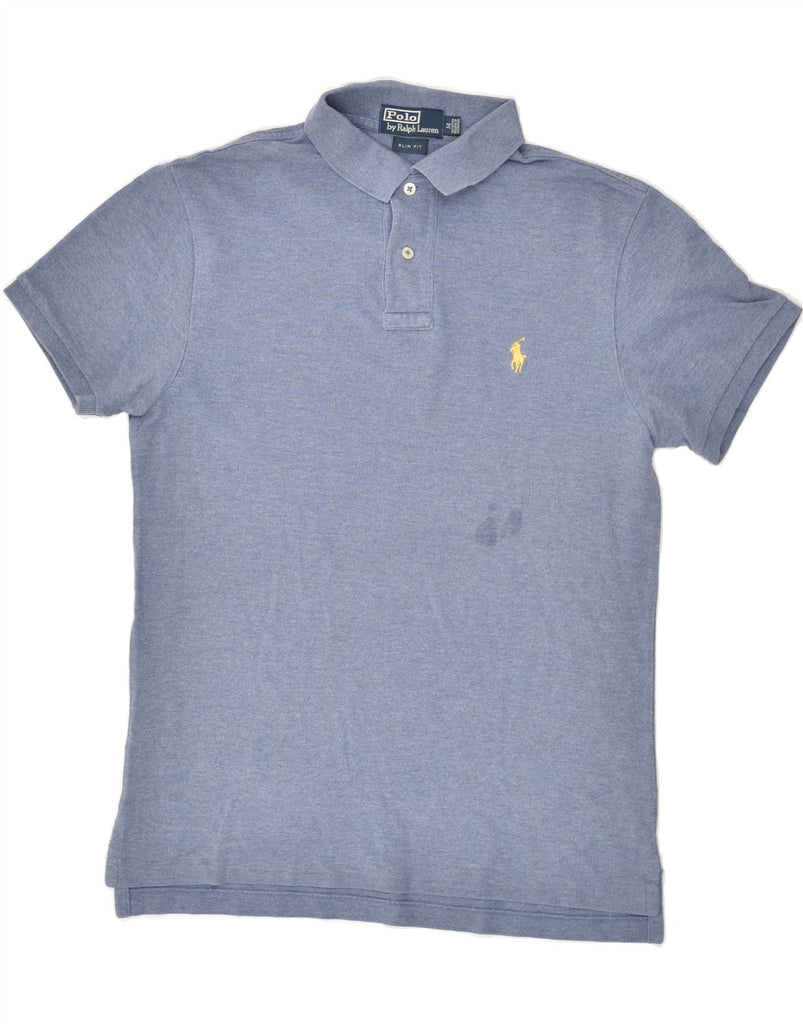 POLO RALPH LAUREN Mens Slim Fit Polo Shirt Medium Blue Cotton | Vintage Polo Ralph Lauren | Thrift | Second-Hand Polo Ralph Lauren | Used Clothing | Messina Hembry 