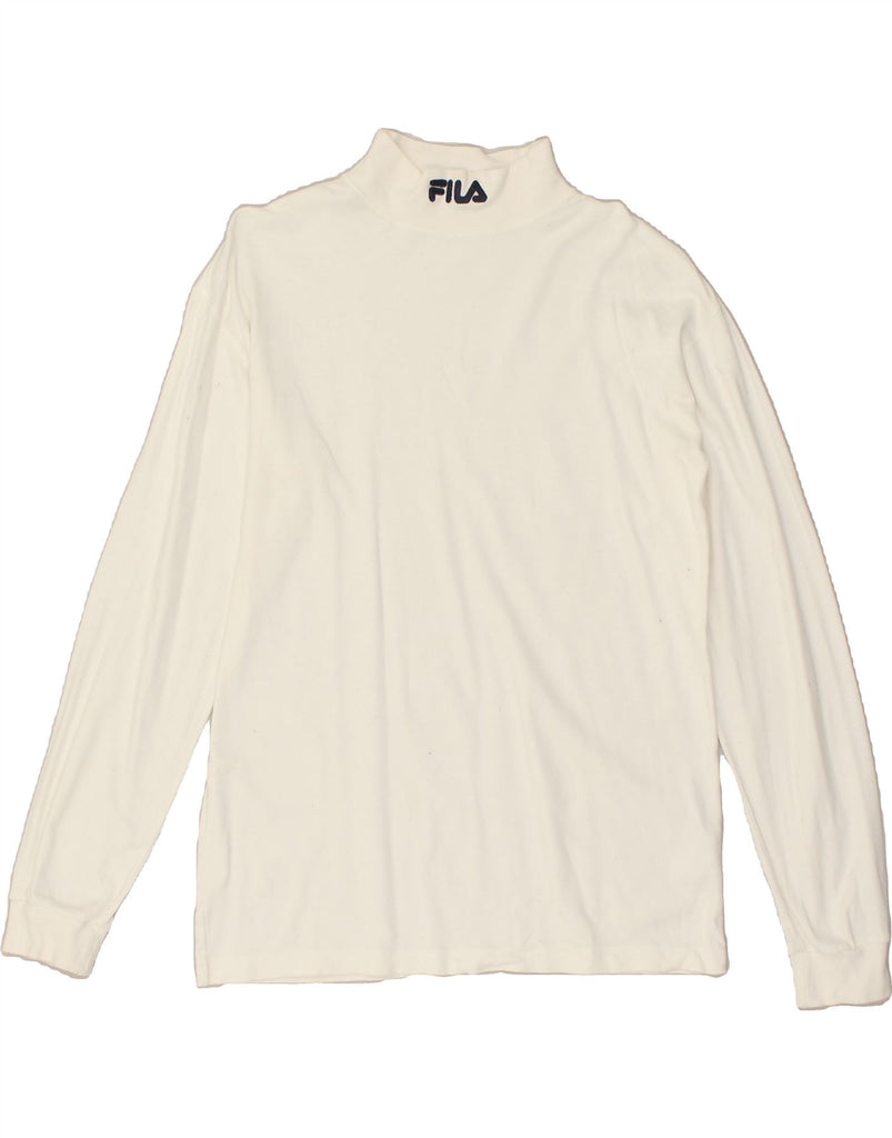 FILA Womens Roll Neck Top Long Sleeve IT 50 XL White Cotton | Vintage Fila | Thrift | Second-Hand Fila | Used Clothing | Messina Hembry 