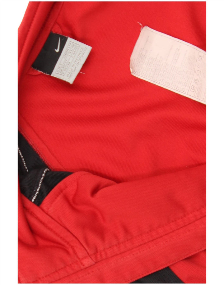 Nike Mens Tracksuit Top Jacket UK 35/37 Small Red Colourblock Polyester