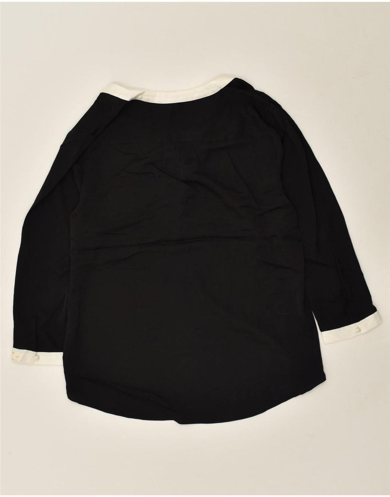 J. CREW Womens Loose Fit 3/4 Sleeve Blouse Top UK 10 Small Black Polyester | Vintage J. Crew | Thrift | Second-Hand J. Crew | Used Clothing | Messina Hembry 