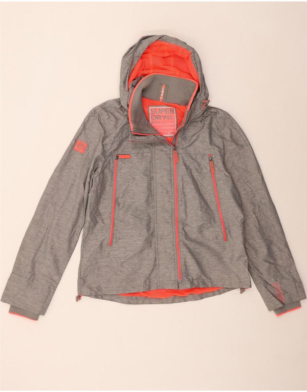 Superdry Womens Hooded Rain Jacket UK 18 XL Grey Nylon