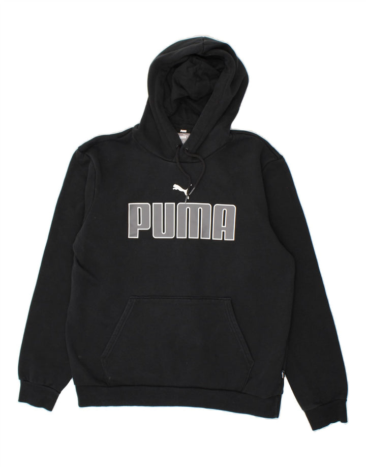 PUMA Mens Graphic Hoodie Jumper Medium Black Cotton Vintage Puma and Second-Hand Puma from Messina Hembry 