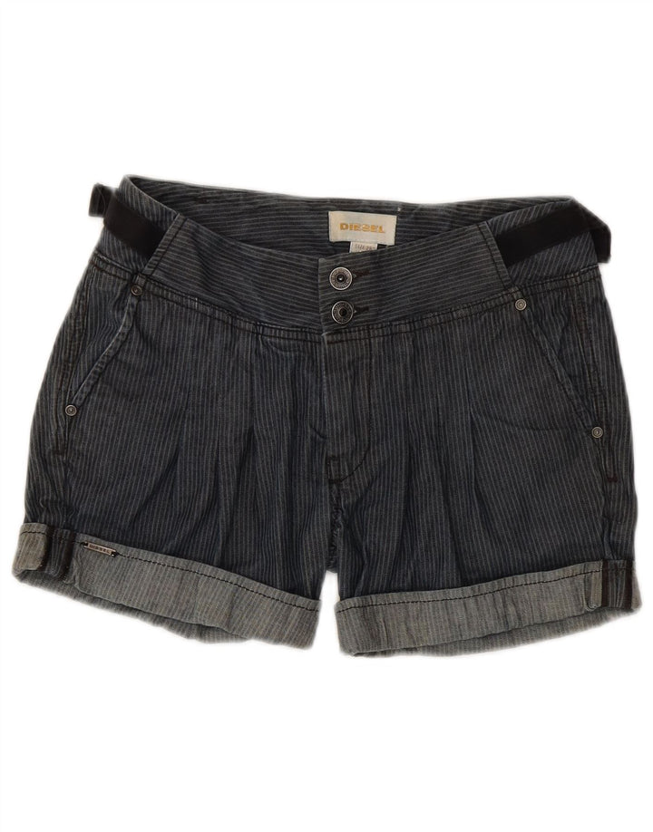 Diesel Womens Hot Pants W26 Small Blue Striped Cotton