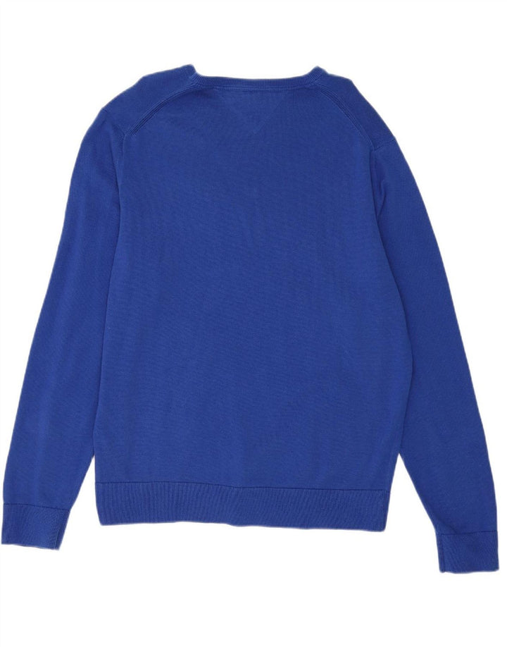 TOMMY HILFIGER Mens V-Neck Jumper Sweater 2XL Blue Cotton