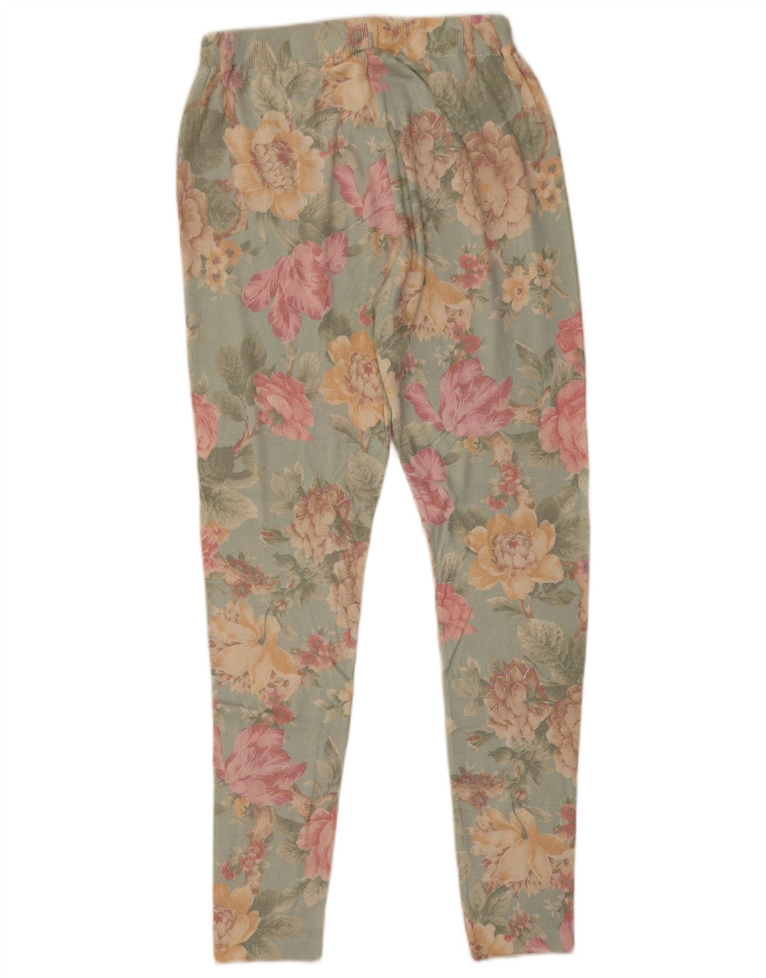 Vintage Womens Leggings UK 12 Medium  Blue Floral Viscose