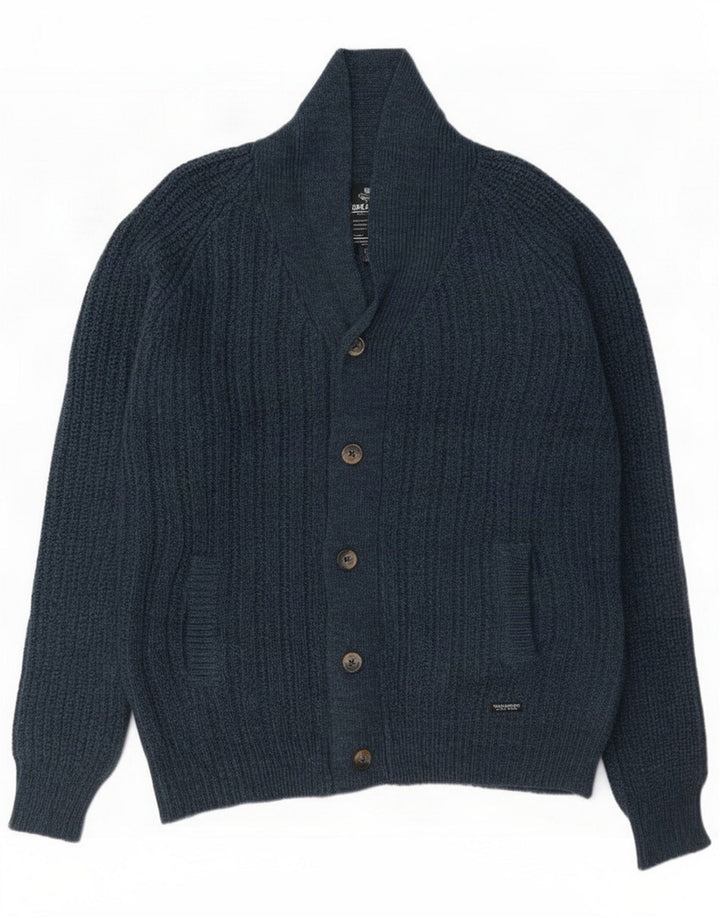 Threadbare Mens Cardigan Sweater Large Navy Blue Acrylic