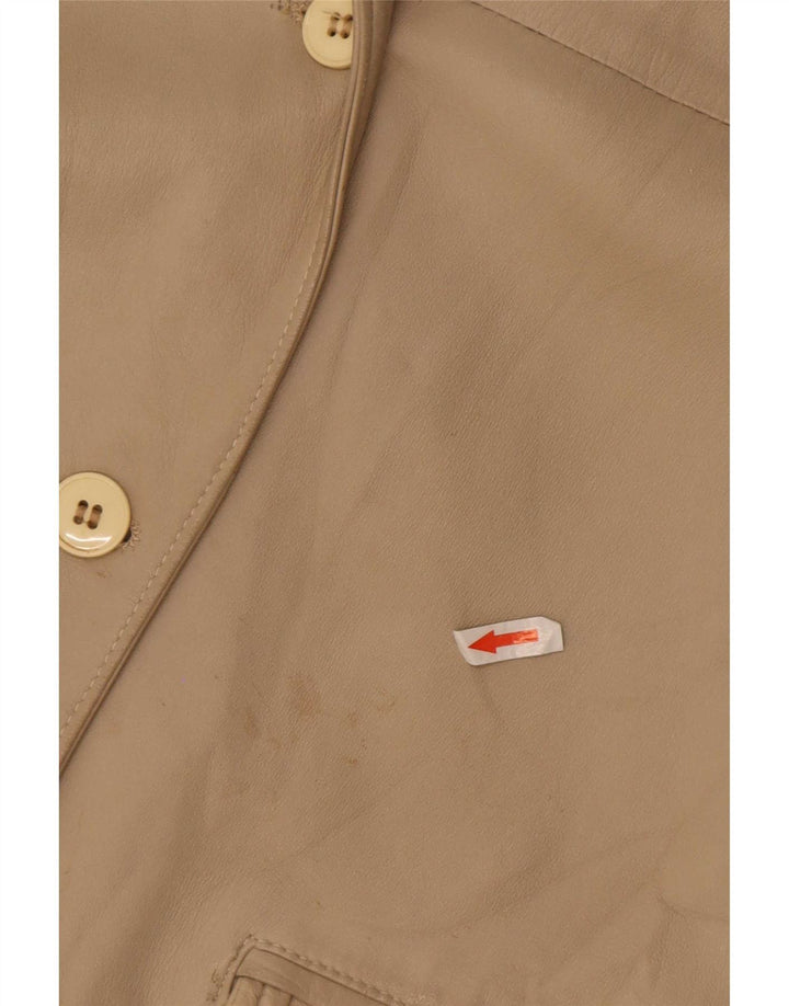 Equipe Womens Loose Fit Leather Jacket IT 42 Medium Beige
