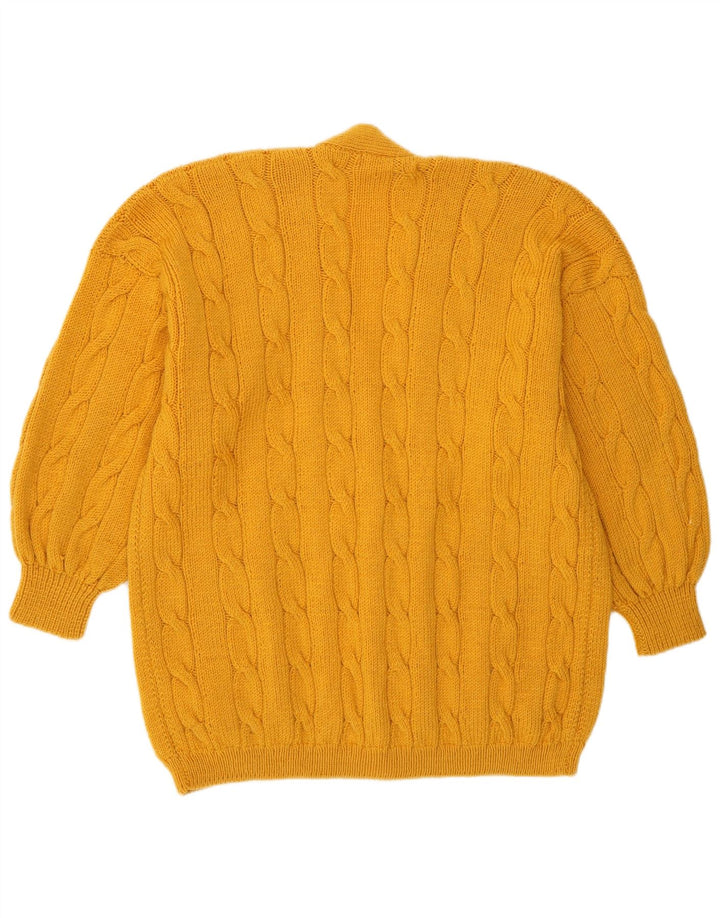 Vintage Womens Cardigan Sweater UK 16 Large Yellow