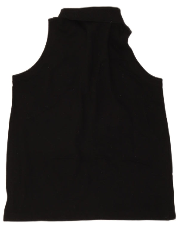 Sergio Tacchini Womens Sleeveless Polo Shirt UK 12 Medium Black Cotton