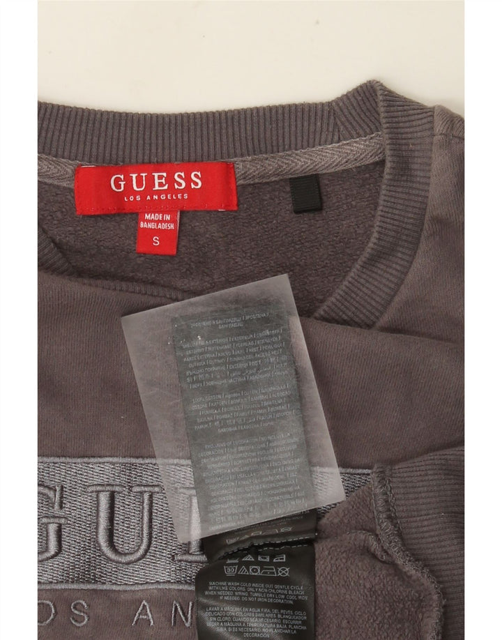 Guess Womens Graphic Oversized Sweatshirt Jumper UK 10 Small Grey Cotton