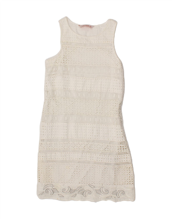 DESIGUAL Womens Sleeveless Sheath Dress EU 36 Small White Cotton Vintage Desigual and Second-Hand Desigual from Messina Hembry 