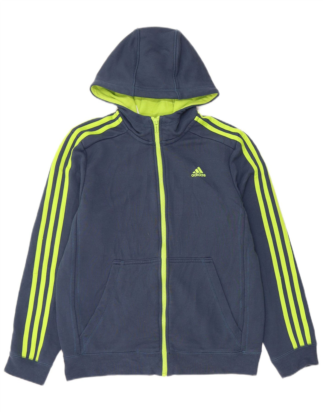 ADIDAS Boys Climalite Zip Hoodie Sweater 13-14 Years  Navy Blue Polyester