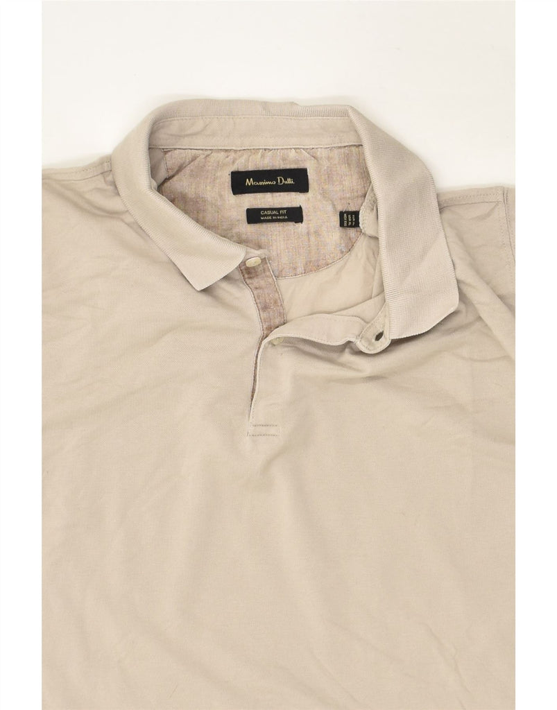 MASSIMO DUTTI Mens Casual Fit Polo Shirt XL Beige Cotton | Vintage Massimo Dutti | Thrift | Second-Hand Massimo Dutti | Used Clothing | Messina Hembry 