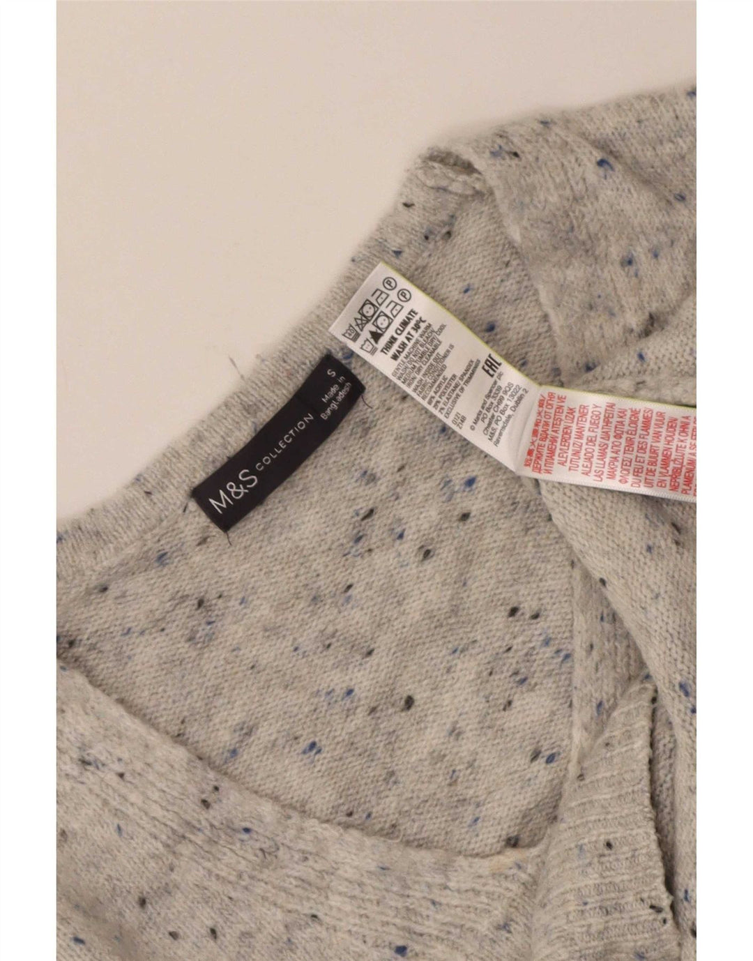 Marks & Spencer Womens V-Neck Jumper Sweater UK 10 Small Grey Flecked