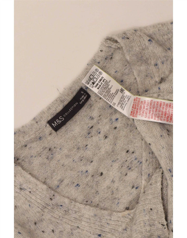 Marks & Spencer Womens V-Neck Jumper Sweater UK 10 Small Grey Flecked