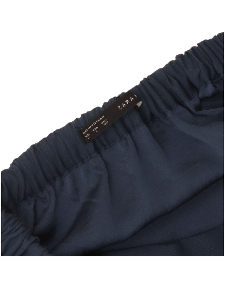 Zara Womens Flared Skirt Large W32 Navy Blue