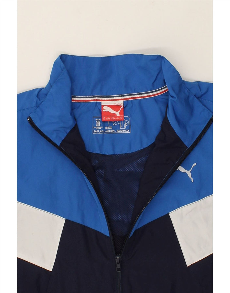 PUMA Mens Tracksuit Top Jacket XL Blue Colourblock Polyester | Vintage Puma | Thrift | Second-Hand Puma | Used Clothing | Messina Hembry 