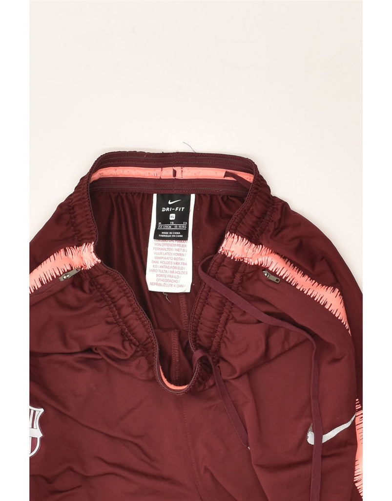 NIKE Boys Barcelona Tracksuit Trousers 13-14 Years XL Brown Polyester | Vintage Nike | Thrift | Second-Hand Nike | Used Clothing | Messina Hembry 