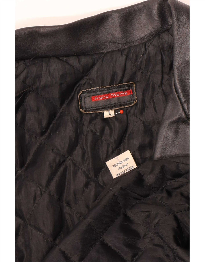 Vintage Womens Leather Coat UK 14 Large Black