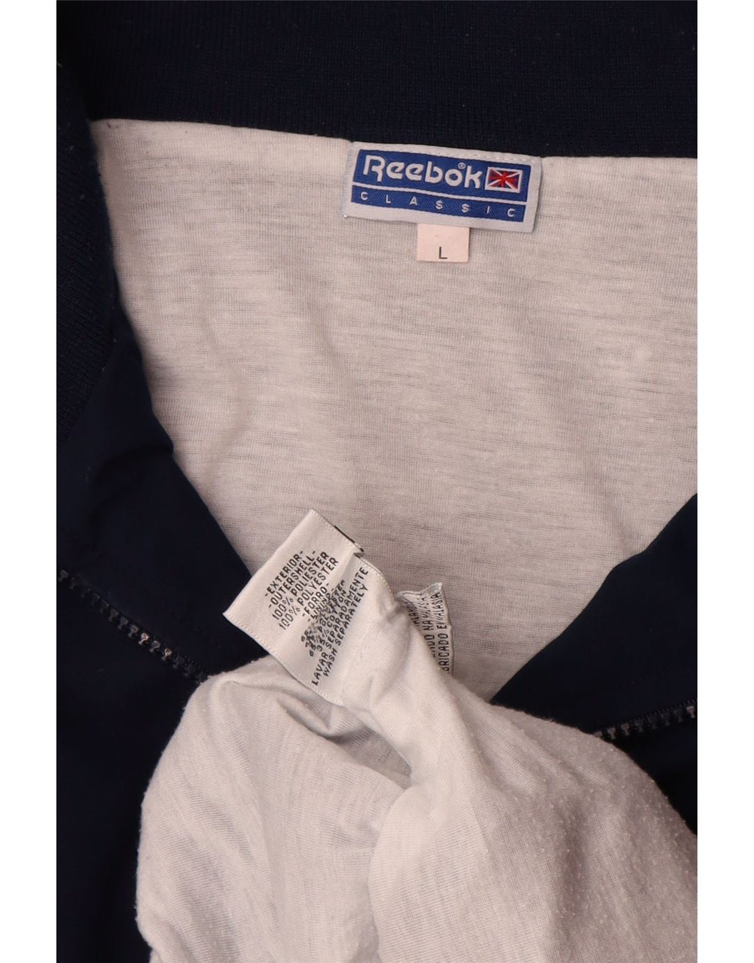 Reebok Mens Graphic Tracksuit Top Jacket Large Navy Blue Colourblock
