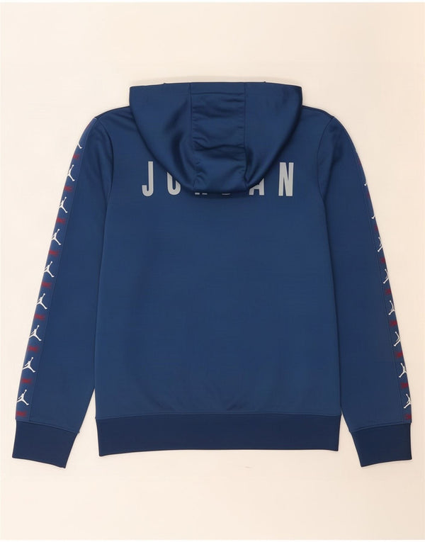 Jordan Boys Zip Neck Hoodie Jumper 13-14 Years XL Navy Blue Colourblock