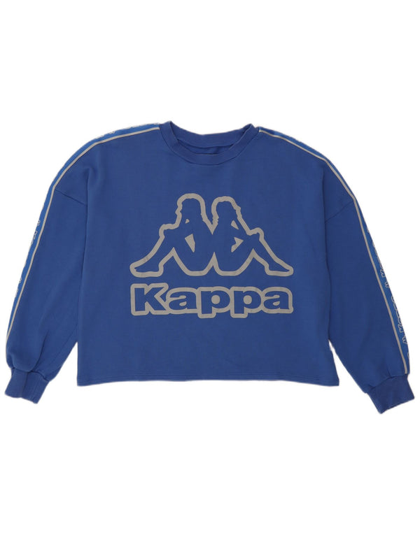 Kappa Womens Oversized Crop Graphic Sweatshirt Jumper UK 14 Medium Blue