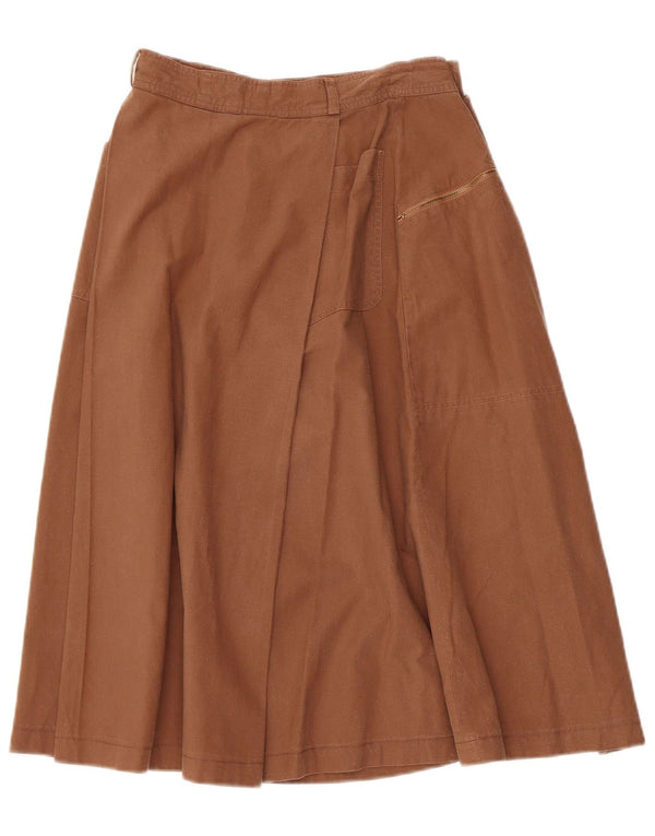ICEBERG Womens High Waist A-Line Skirt IT 40 Small W24  Brown Cotton
