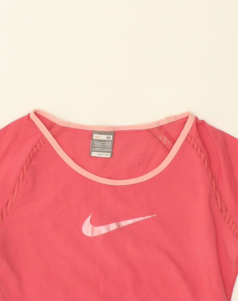 NIKE Womens T-Shirt Top UK 12 Medium Pink Nylon | Vintage Nike | Thrift | Second-Hand Nike | Used Clothing | Messina Hembry 