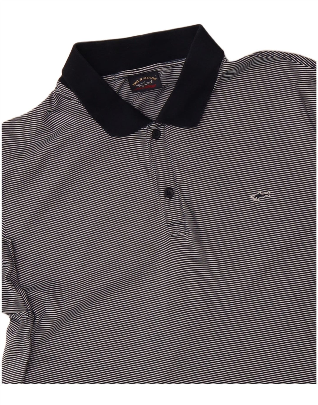 PAUL & SHARK Mens Polo Shirt Large Navy Blue Pinstripe Cotton