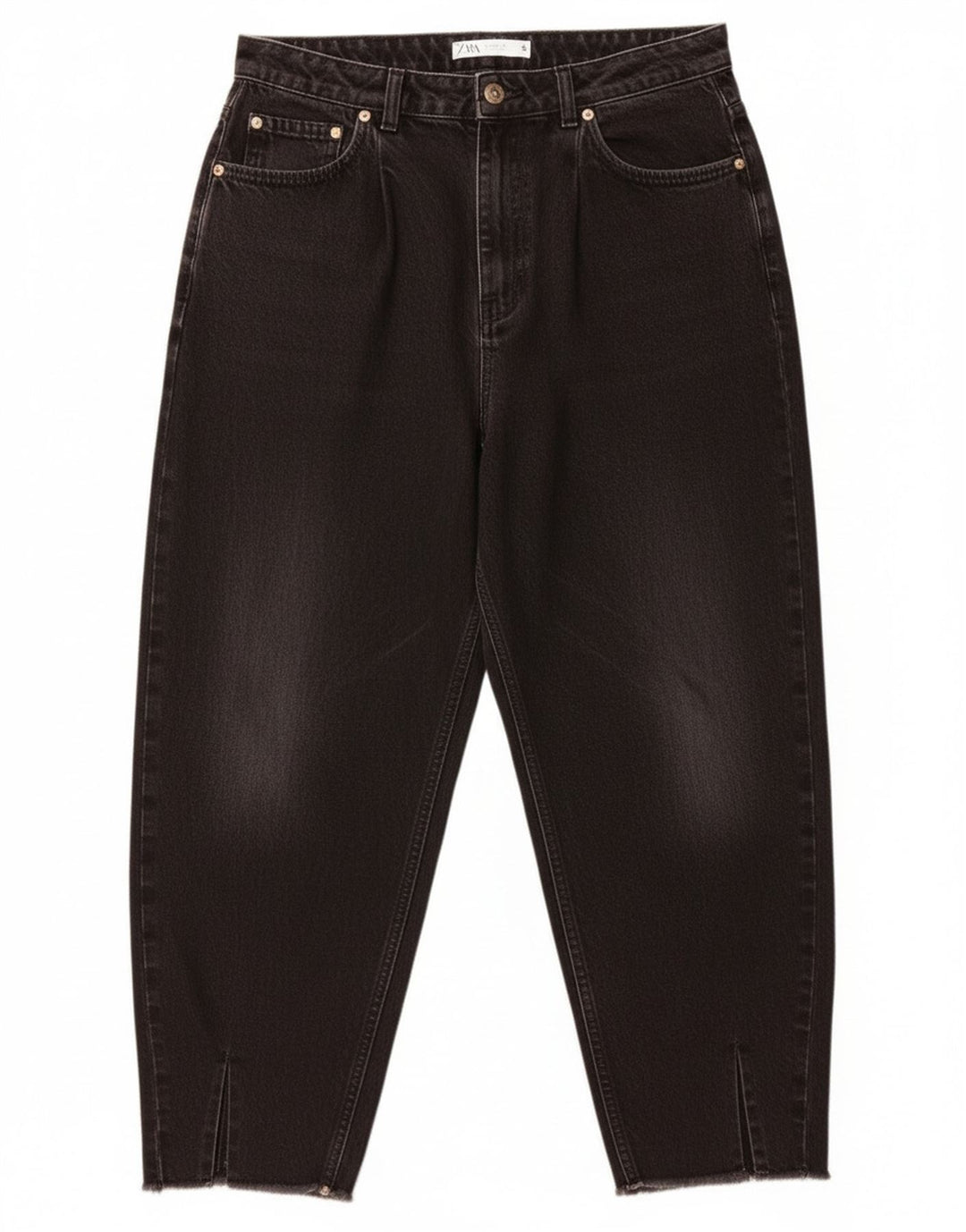 Zara Womens High Waist Cropped Jeans EU 40 Medium W30 L25 Black