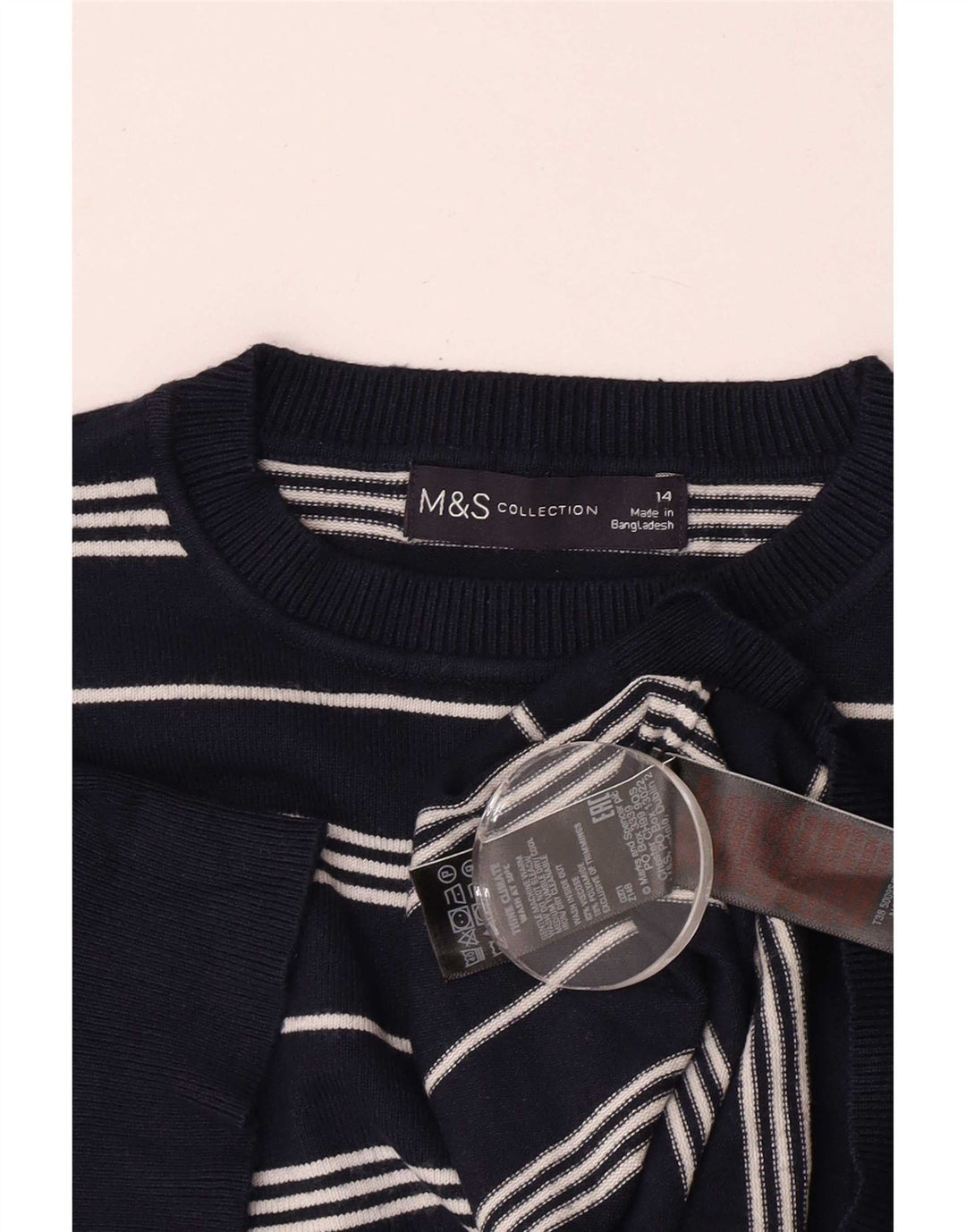 Marks & Spencer Womens Crew Neck Jumper Sweater UK 14 Medium Navy Blue