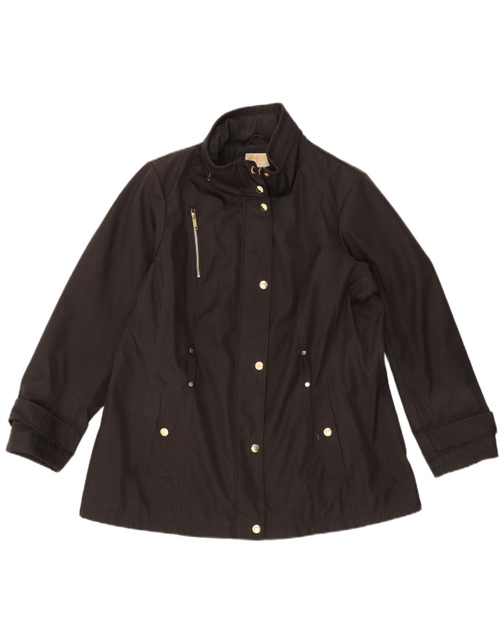 Michael Kors Womens Hooded Utility Jacket UK 18 XL Black Polyester